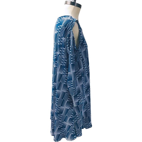 ALFANI Accordion Pleated Cold Shoulder Tunic Top Women’s SIZE XXL Blue Polka Dot - Picture 8 of 11